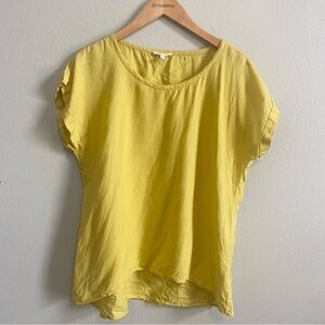 Eileen Fisher Irish Linen Cap Sleeve Top- Chartreuse